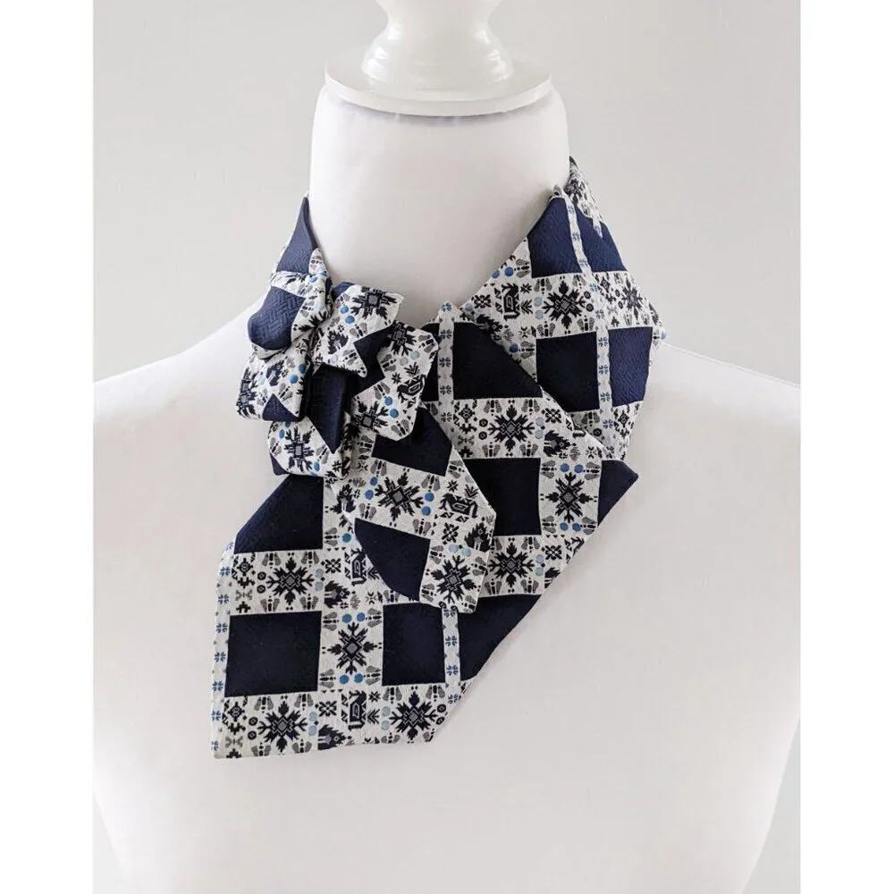 Ogsplosh - Winter Ascot Scarf Made From An Upcycled Vintage Necktie - NEW